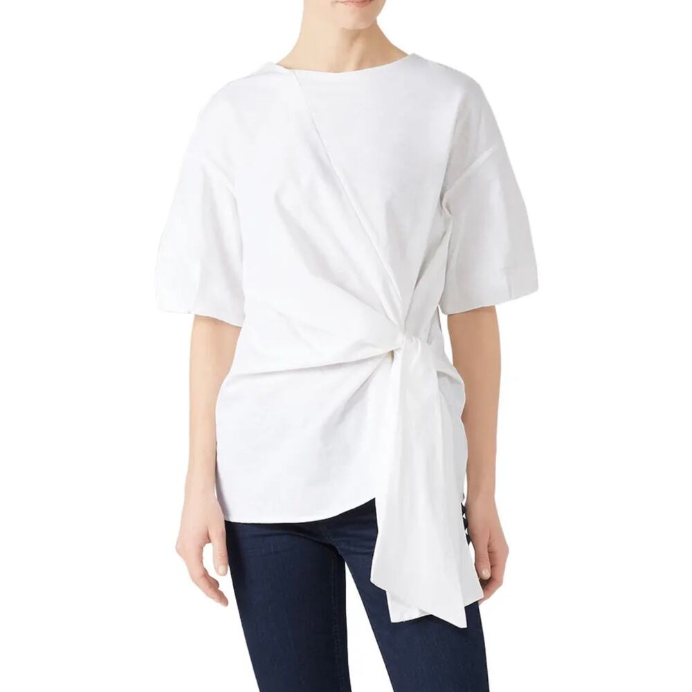 Caara White Cotton Mesorole Top XL